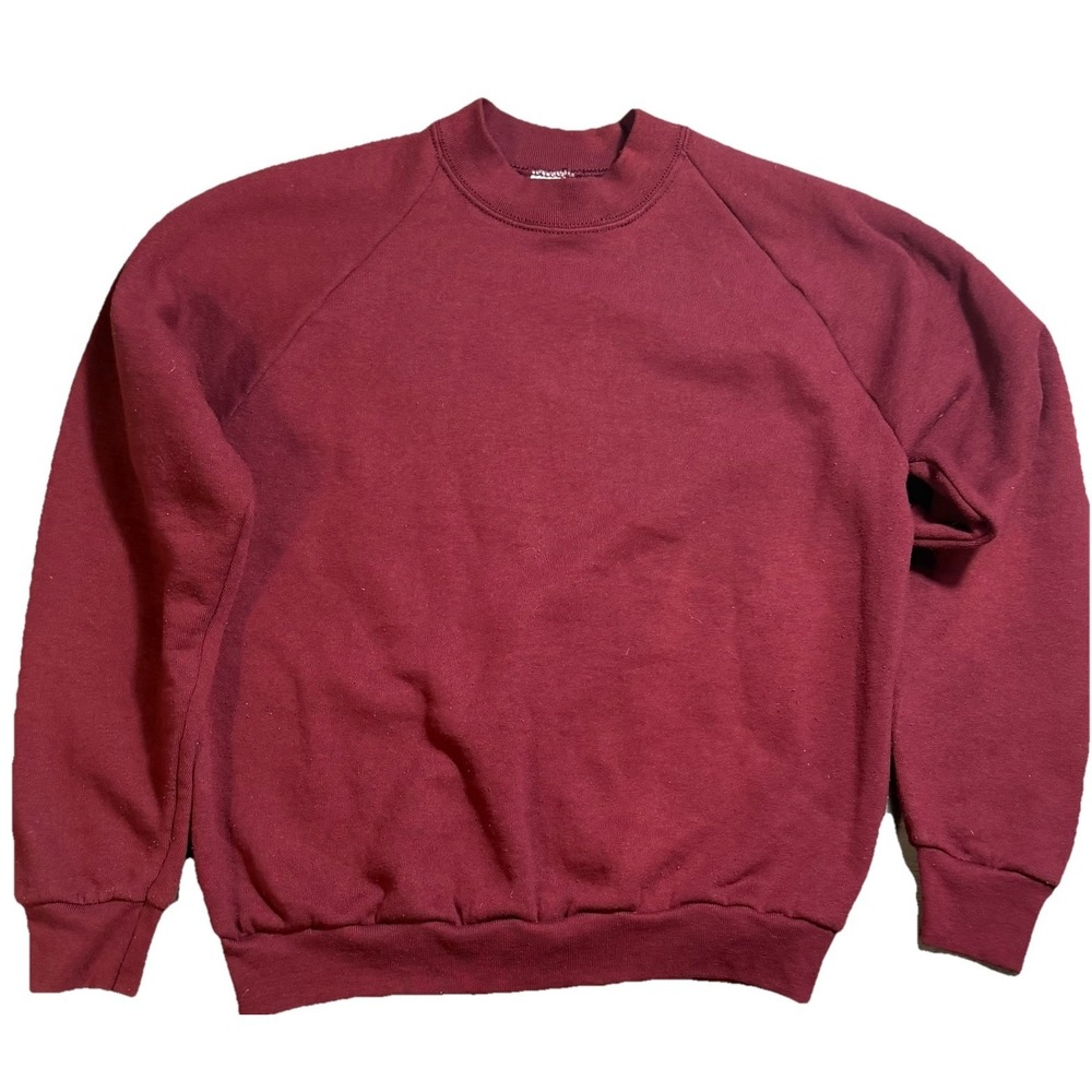 Vintage Fruit of the Loom Red Blank Raglan Sleeve Sweatshirt Mens M USA 80s 90s